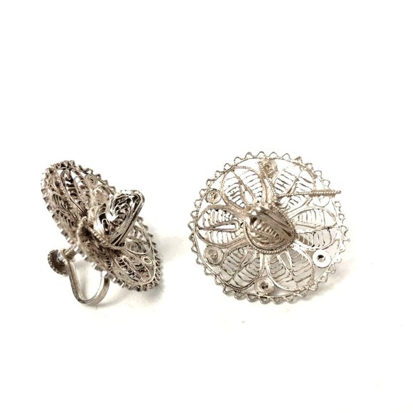 Mexican Sombrero Sterling Silver  Screw Back Earrings Pre-Owned  Estate … - Picture 1 of 3